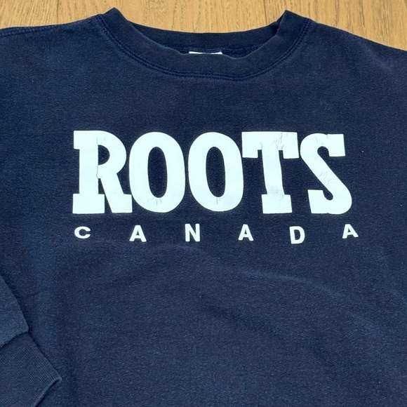 VINTAGE 90s Roots Youth Crewneck Sweater - Navy Blue - Size L - Picture 4 of 5